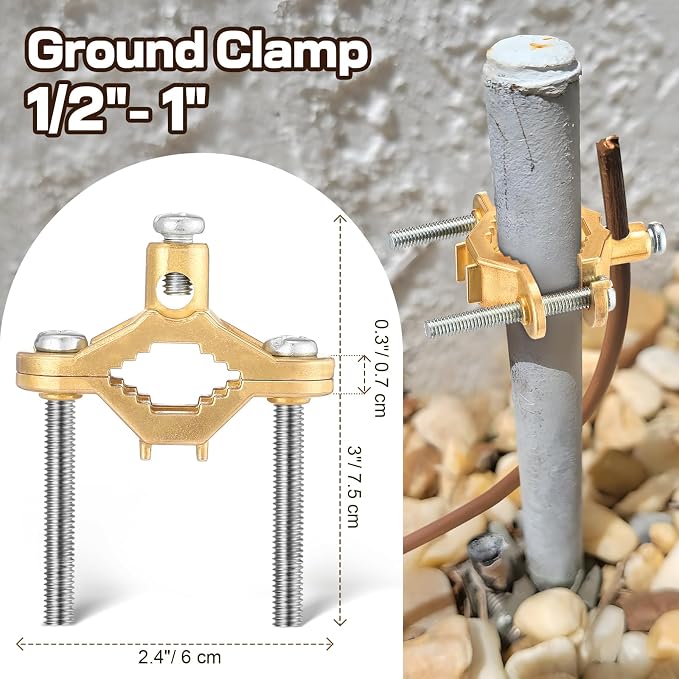 Feekoon 3 Pcs 1/2" to 1" Ground Clamp, #10 to #2 Wire Range | Copper Alloy - Image 7