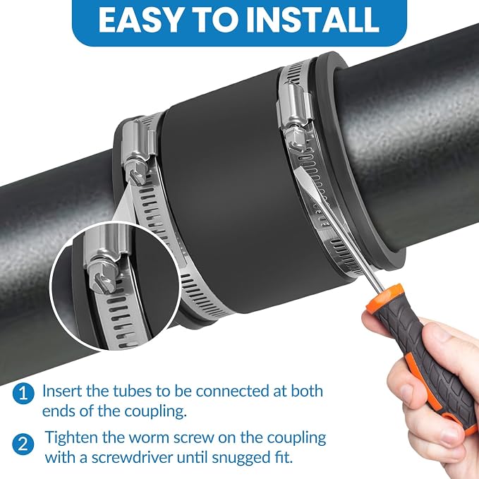 2 Pcs 1-1/2 IN Flexible PVC Pipe Coupling - Image 6