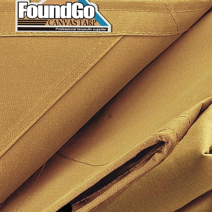 FoundGo 20x30ft Canvas Tarp 22 Mil Tarps 14 oz Canvas Tarpaulin Heavy Duty - Image 2