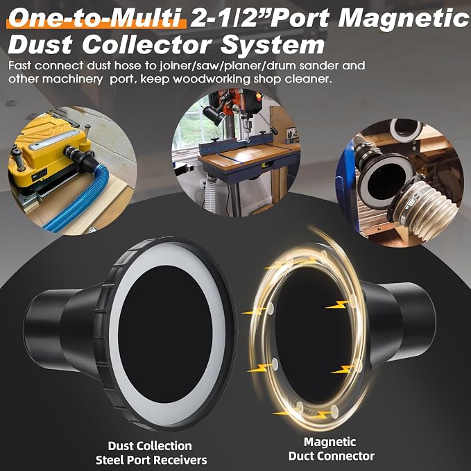 2-1/2 Inch Magnetic Dust Collection Connector w/ 2.5”Dust Control Flex Cuff | - Image 4