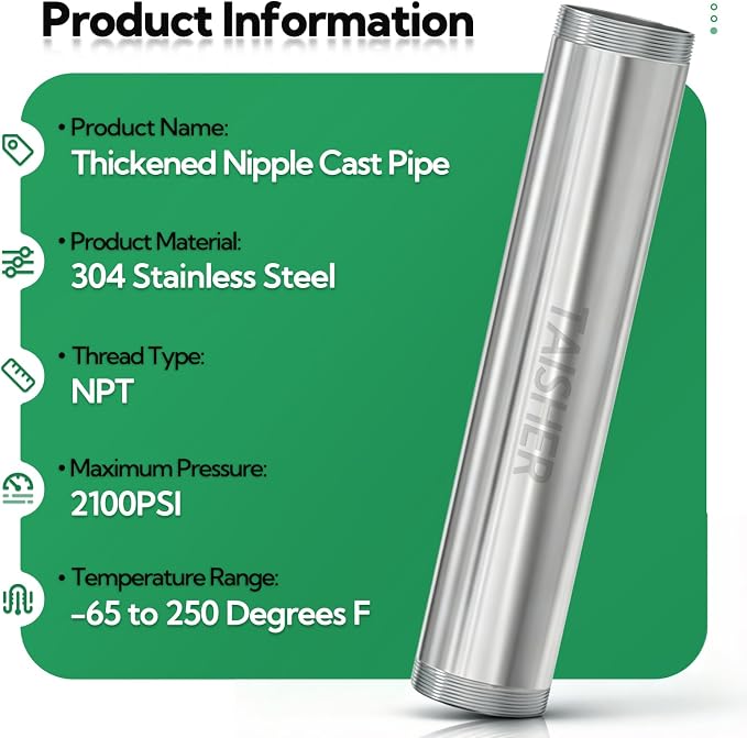 1pcs Thickened Nipple Cast Pipe 1-1/2" NPT Male - Image 3