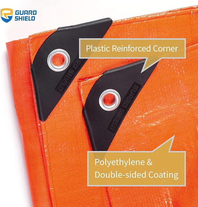 GUARD SHIELD Orange Tarp 16x20 Feet Tarps High Visibility Outdoor Poly Cover - Image 2