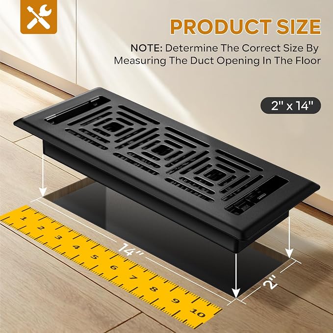 2x14 Floor Register Vent, 2 Pack Heavy Duty Walkable Steel Floor Vent, - Image 2