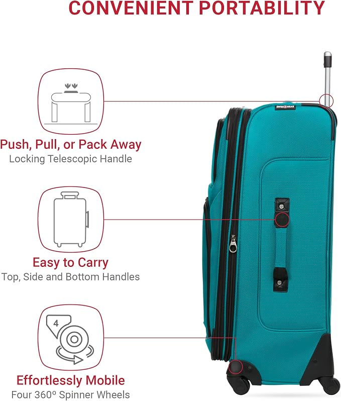 SwissGear Sion Softside Expandable Luggage – Medium Checked Suitcase - Image 2