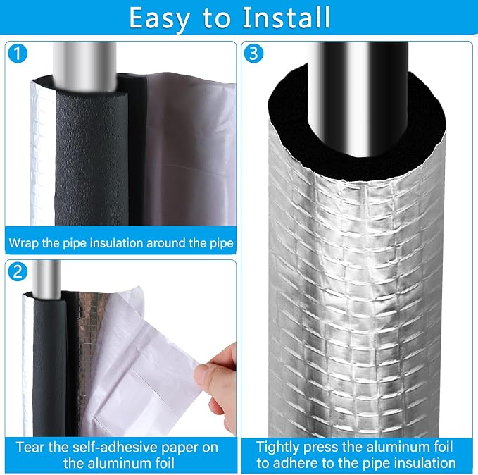 10 Pcs Pipe Insulation Foam Tube Self Adhesive Insulation Foam Wrap | 1.3Ft x - Image 4