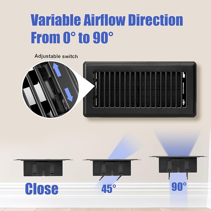 Floor Register 4x10, 6 Pack Black Vent Covers - Image 2