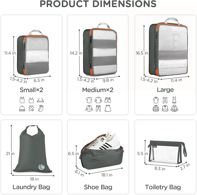 Cipway Compression Packing Cubes Mesh, Lightweight Luggage Organizer Bags - Image 5