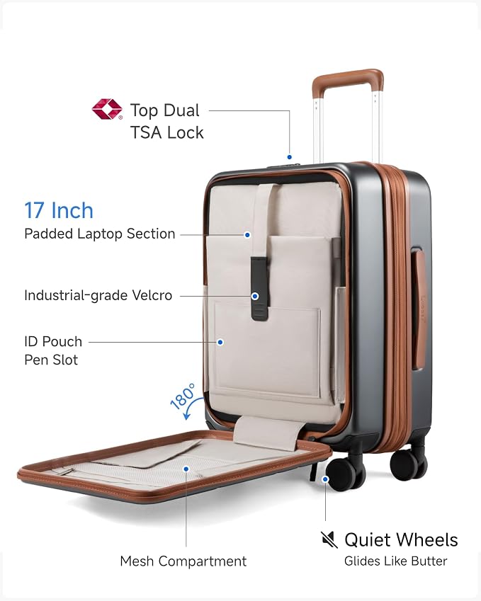 LUGGEX Carry On Luggage 22x14x9 Airline Approved, FLO5 Expandable Polycarbonate - Image 2