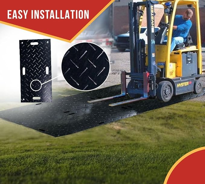 6 Pk 2' x 4' - 1/2" Thick Heavy Duty Ground Protection Mats - Easily Supports - Image 6