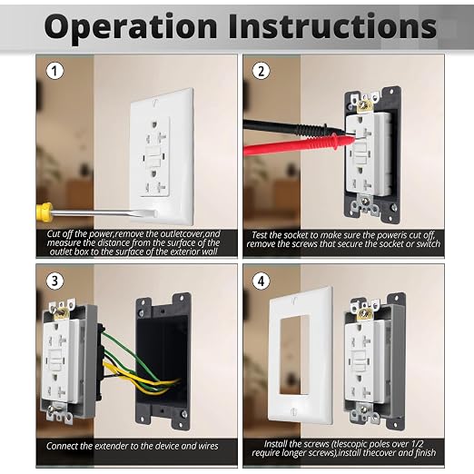 HXH Single Gang Receptacle Outlet Box Extender, 1/4 Inch, 3 Pack | - Image 3