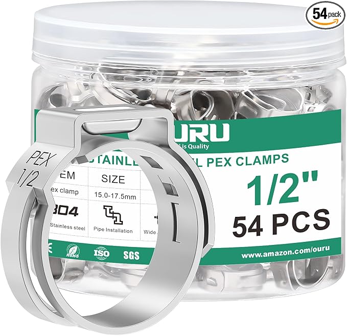 OURU 54PCS 1/2 Pex Crimp Rings, 304 Stainless Steel Pex Fittings | by OURU