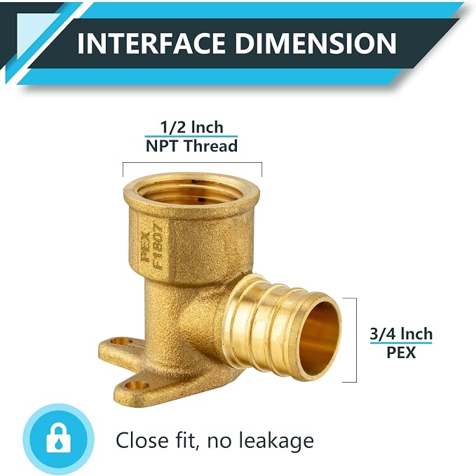 10Pack Seelink PEX Fittings, 3/4" PEX x 1/2" Female NPT Drop Ear Elbow | PEX - Image 2
