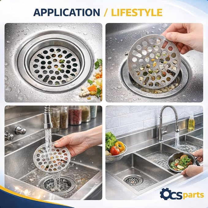 OCS Parts Set of Two 3-Inch Commercial Kitchen Sink Flat Strainers - Image 4