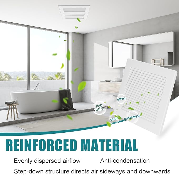 ( 2-Pack 9" BP90 Spring Bathroom Exhaust Fan Cover 9-1/4" x 9" Vent Cover - Image 5