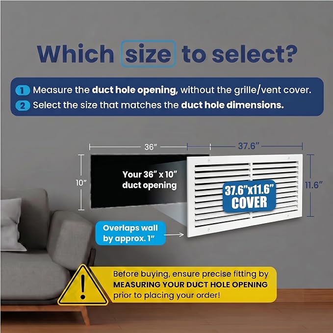 36x10 Aluminum Wall Ceiling Air Return Vent Cover HVAC Rustproof Grille - Image 2