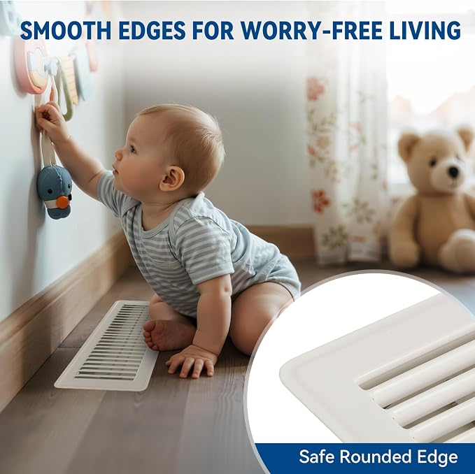 4" x 12" Floor Register Vent Covers 10-Pack, Cream White - Image 4