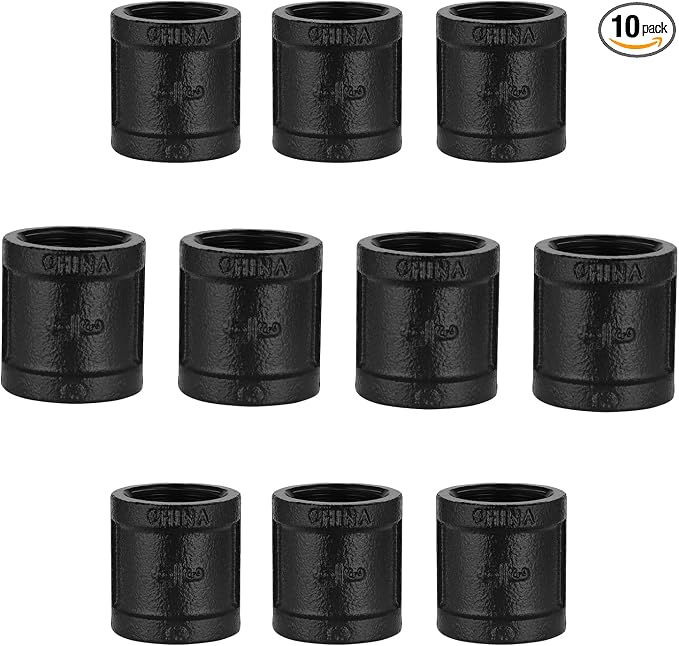 3/4" Black Coupling, 10 Pack Female Threaded Cast Iron Coupling by HomeTZH