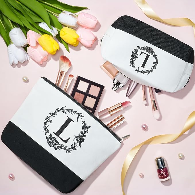 Personalized Mothers Day Gifts for Women, Initial Canvas Tote Bag & Makeup Bag - Image 8