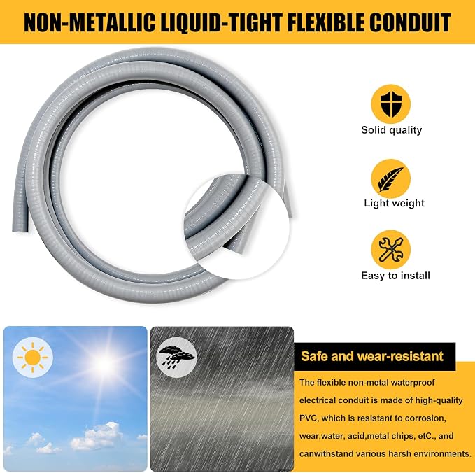 3/4 inch 4 Foot Liquid-Tight Conduit Kit, Flexible Non Metallic Electrical - Image 3