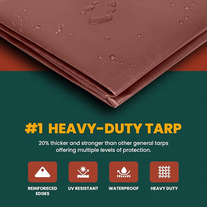 Tarp Cover 10X12 Silver/Black Heavy Duty Thick Material, Waterproof, RV or Pool - Image 4
