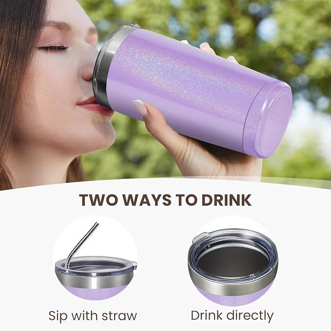 MEWAY 20oz Tumbler 8 Pack Double Wall Vacuum Insulated Travel Glitter Mug Bulk - Image 3