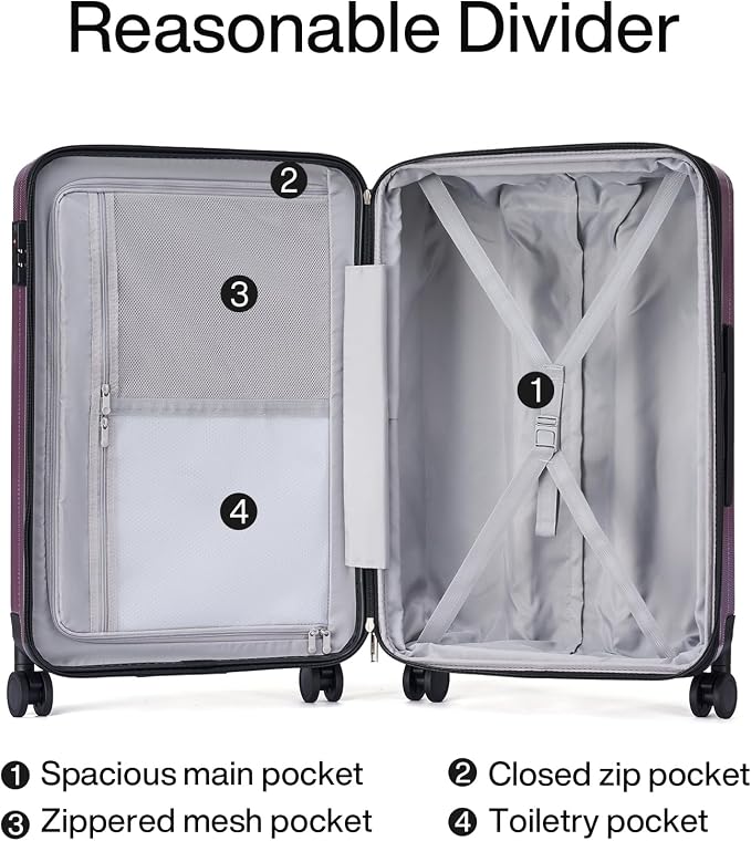 Hanke Expandable Hardshell Luggage Sets 3 piece Carry On Luggage - Image 7