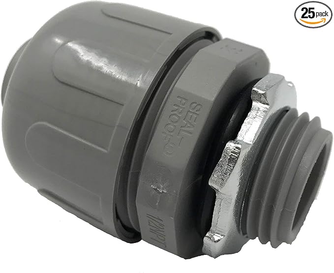 1/2-Inch 25 Pack Nonmetallic Liquid Tight Straight Conduit Connector Fitting by Sealproof