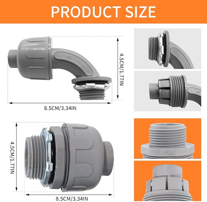 100Pcs, 1/2 Inch Liquid Tight Connector PVC Electrical Conduit Fittings - Image 2