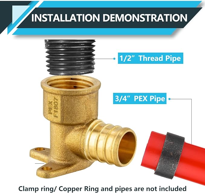 10Pack Seelink PEX Fittings, 3/4" PEX x 1/2" Female NPT Drop Ear Elbow | PEX - Image 4