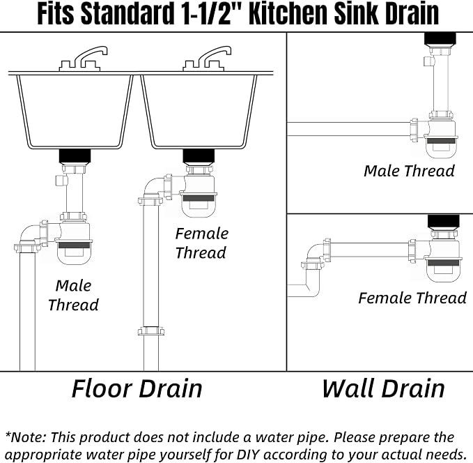 1-1/2 Inch Clear Bottle Trap, P-Trap Replacement - Image 2