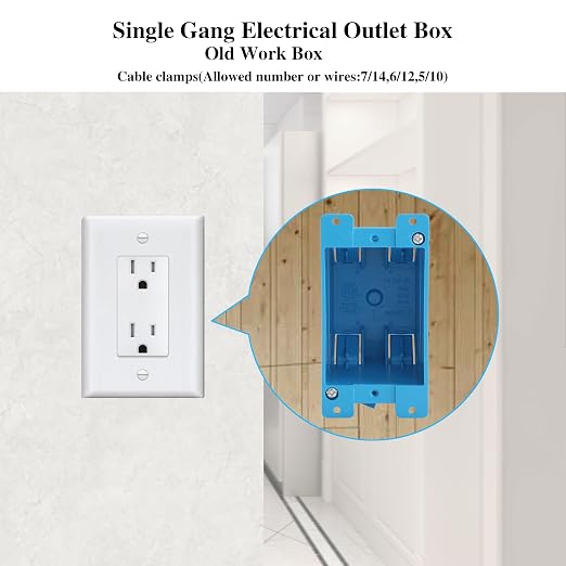 12 Pack Single Gang Electrical Outlet Box, Old Work Box, 14 Cubic Inch Plastic - Image 3