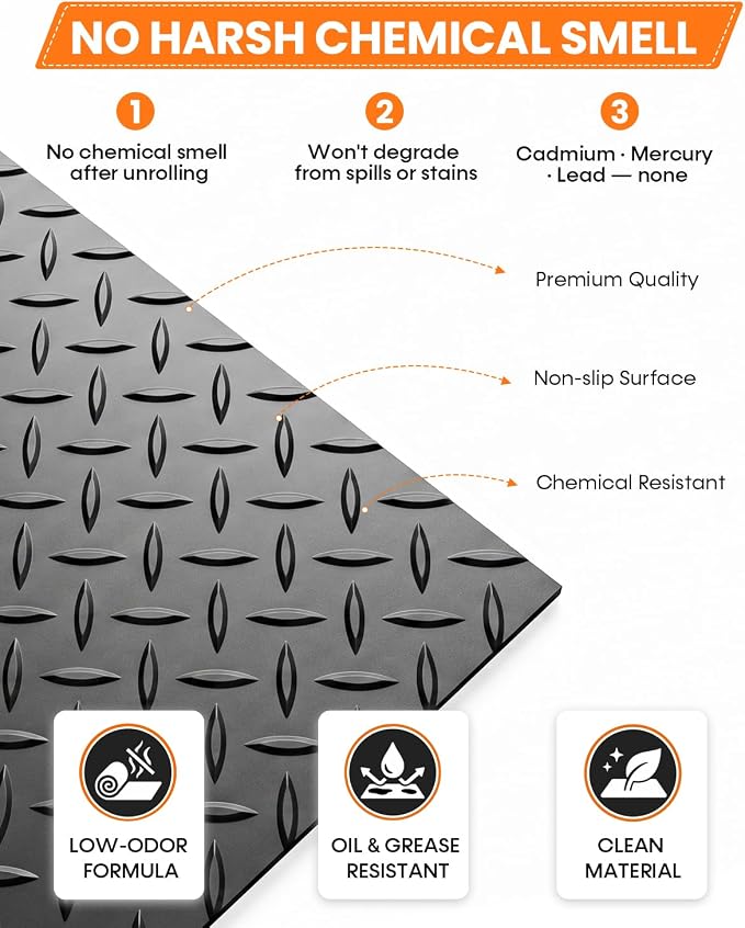 SEAL 4 x 6 FT Premium Garage Floor Mat, Solid 2.8mm Thick Lay-Flat Black - Image 6