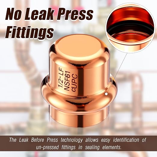 Therwen 15 Pcs 1/2-inch Copper Pipe Press Fittings, 90 Degree Elbow Coupling - Image 5
