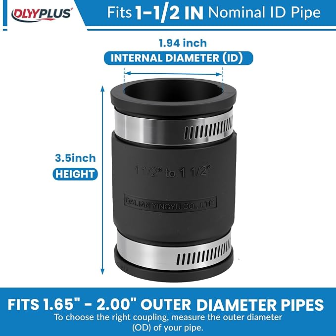 2 Pcs 1-1/2 IN Flexible PVC Pipe Coupling - Image 2