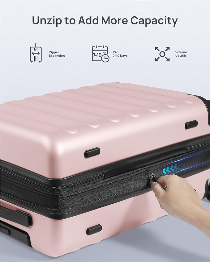 NINETYGO Medium Checked Luggage 24 Inch, Checking In Luggage - Image 5