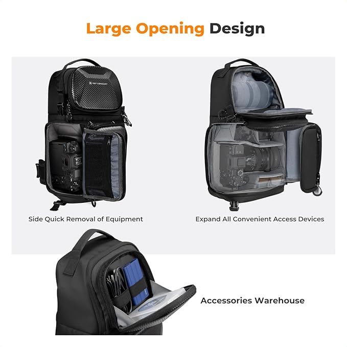 K&F Concept Camera Sling Bag Crossbody Bag Hardshell Camera Shoulder Backpack - Image 5