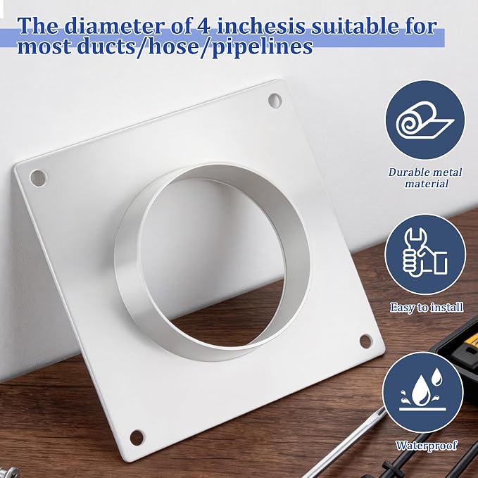 4 Inch Duct Connector Flange, Galvanized Steel Dryer Vent Connector - Image 5