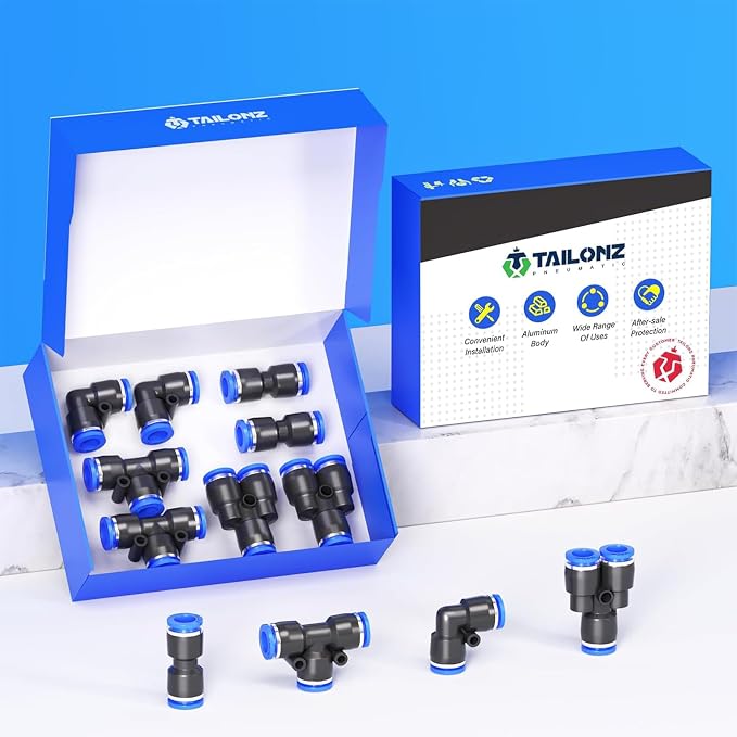 TAILONZ 8mm Push to Connect Fitting Splitters+Elbows+Tees+Straight 8pcs | - Image 9