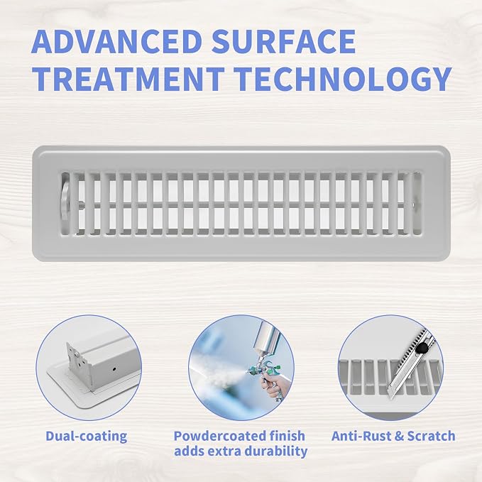 Howeall 2 Pack Floor Register 2" x 12" Inch Heavy Duty Floor Vents, Metal Heat - Image 3