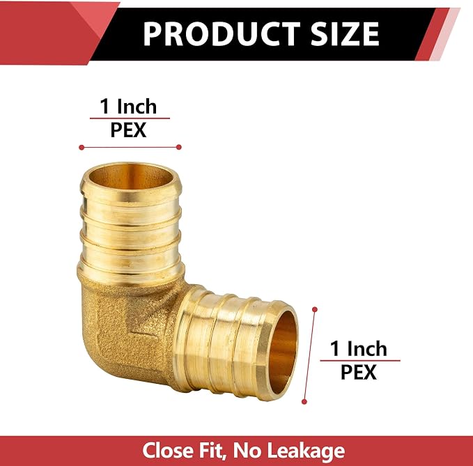 10PACK EFIELD 1-Inch Pex Elbow Barb Crimp Brass Fitting | - Image 2