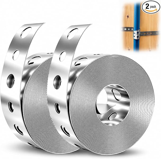 Galvanized Hanger Strap, 3/4 in x 10ft Galvanized Metal Pipe Strap, 2 Pack | by Unknown