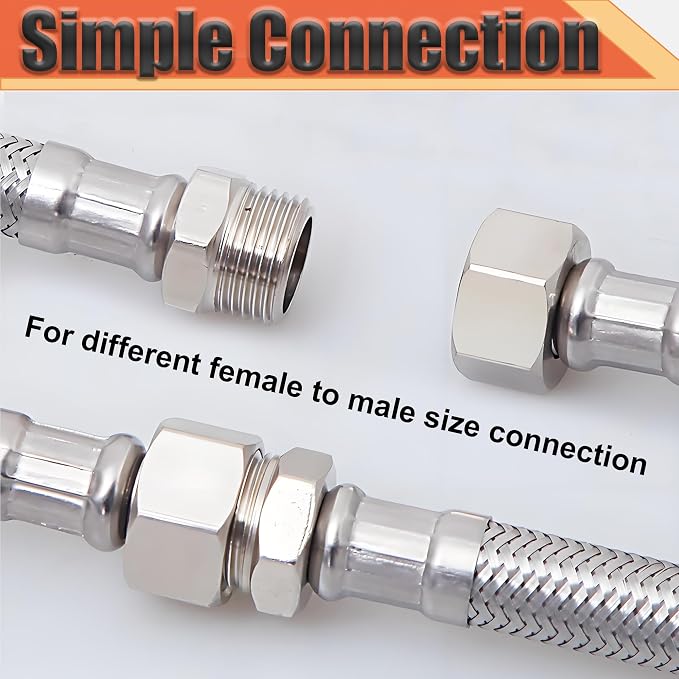 1" NPT Male to 1/2" NPT Female Reducer Bushing, 304 Stainless Steel Pipe Hex - Image 4