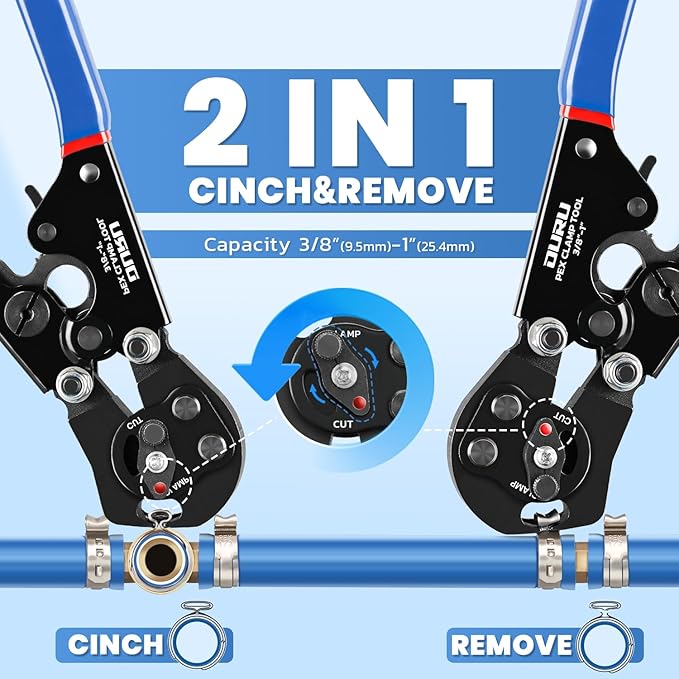 OURU PEX Crimping Tool, Cinch & Remove Combo Function PEX crimper, 3/8" to 1" | - Image 2
