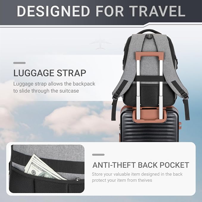 48L Expandable Laptop Backpack, Anti-thief Travel Backpack - Image 4