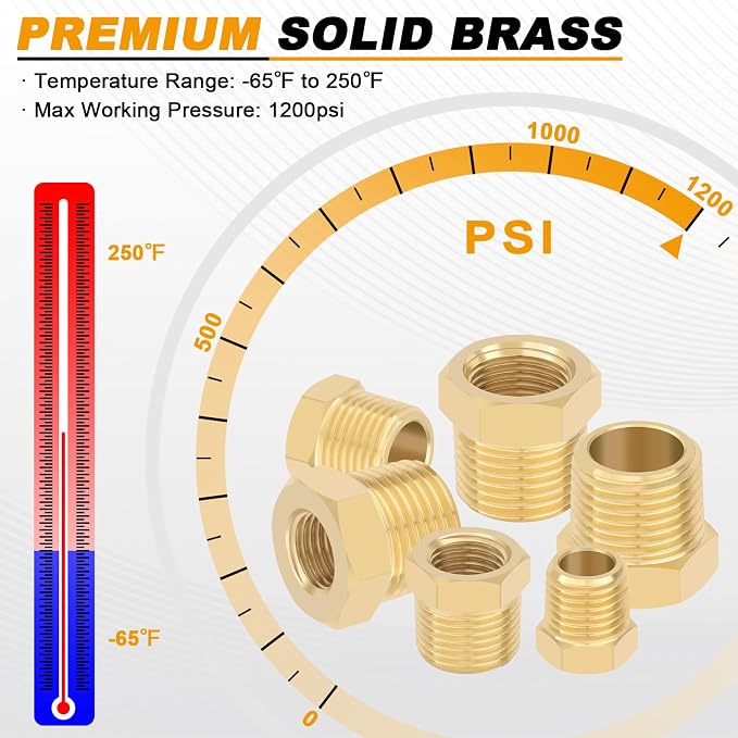 KOOTANS 4pcs Heavy Duty 3/8 NPT Male Thread to 1/8 NPT Female Thread Brass - Image 4