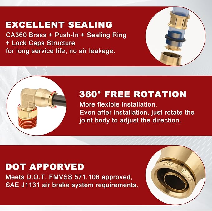 90° Swivel Male Elbow, 1/2" Tube x 1/2" NPT, DOT Approved 2PCS | - Image 4