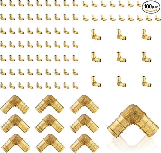 100PACK EFIELD 1/2 Inch Pex Elbow Barb Crimp Brass Fitting | by EFIELDPEXTUBING