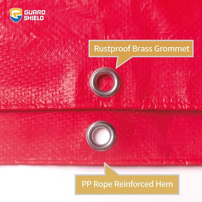 GUARD SHIELD Red Tarp 10x10 Feet Tarps High Visibility Outdoor Poly Cover - Image 3
