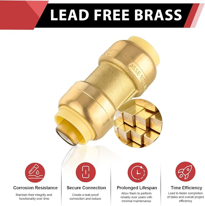5piece EFIELD 1/2 Inch Straight Coupling Push-Fit Fitting | Connect Pex - Image 3