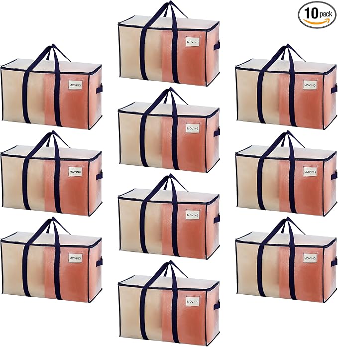 VENO 10 Pack Moving Bags, Heavy Duty, Moving Boxes Alternative, Packing Storage by Veno